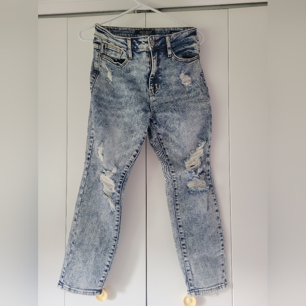 SIZE 7 Acid Wash Judy Blue boyfriend jeans, Style #JB88281 MD-Co